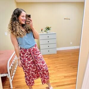 NWT Tuckernuck Xirena Red Blue Cotton Silk Maxi Skirt Large